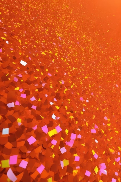 Foto confetti arancione che volano nell'aria