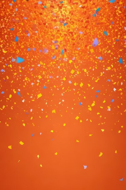 Orange confetti flying in air