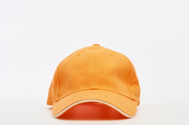 Orange courier hat isolated on white surface