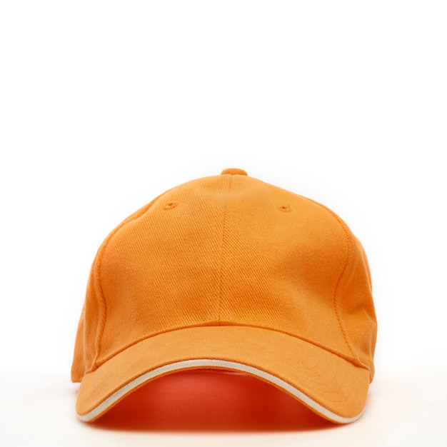 Photo orange courier hat isolated on white surface