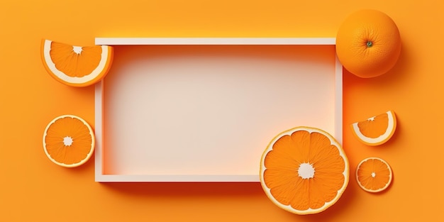 An orange cut in half with the top left corner of the frame.