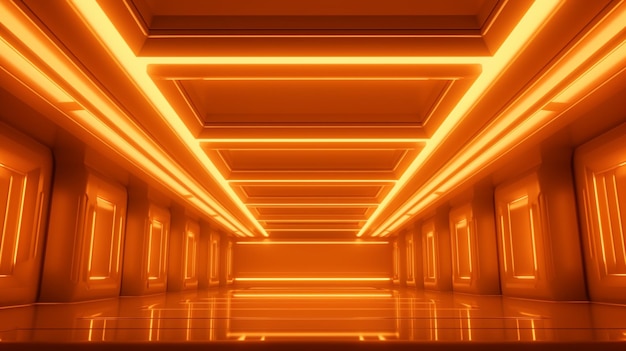 Orange decor neon lights false ceiling interior design ai generated art