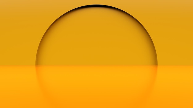 Orange decoration 3d rendering of the rising sun or sunset computer generated retro background