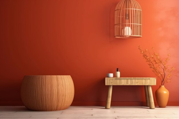 Orange decoration bathroom wall texture resort interior spa cozy room generate ai