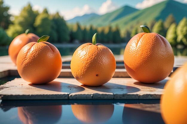 오렌지 맛있는 과일 보충 비타민 C 영양 건강 벽지 배경 일러스트