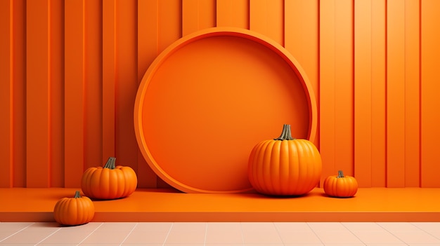 A orange display with pumpkins