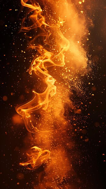 Эффект оранжевого пылевого пламени с огненным пламенем, похожим на узоры и эффект FX Texture Film Filter BG Art