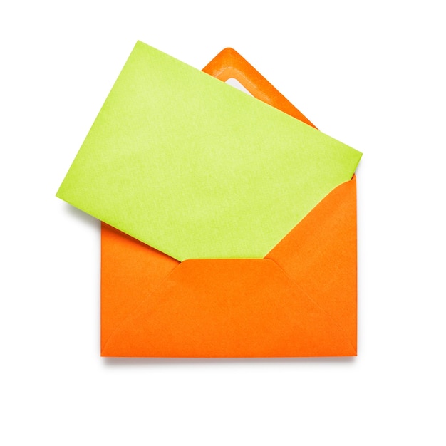 Orange envelope with green card