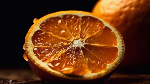 Orange extreme close up fruit generative AI