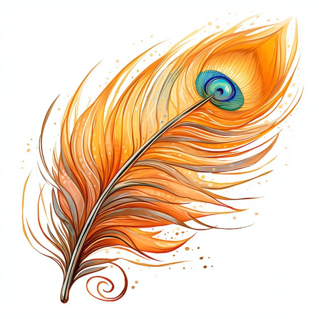 orange feather of a peacock