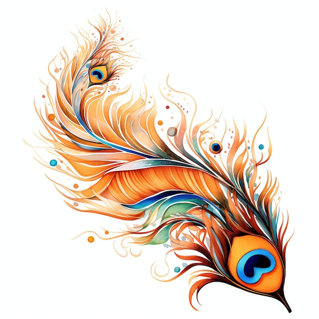 orange feather of a peacock