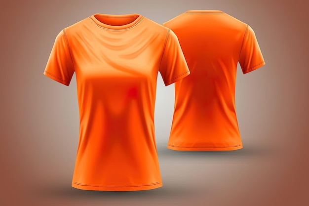 オレンジ色の女性Tシャツのリアルなモックアップセット