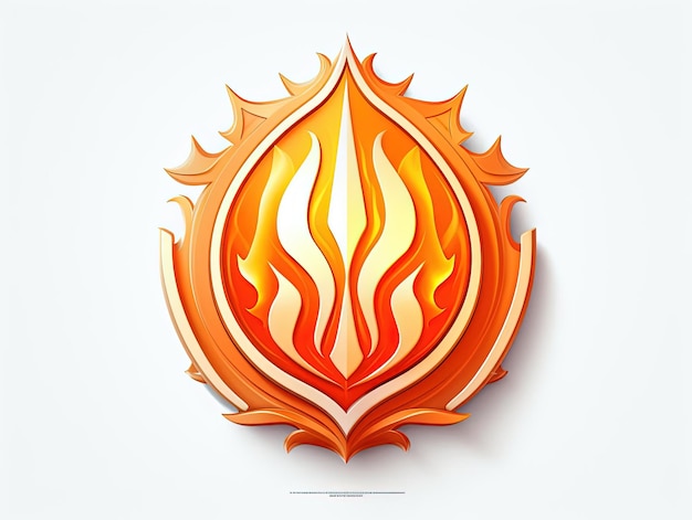 Photo the orange fire icon against the wall white background in the style of webcore