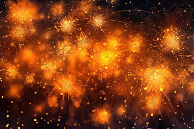 Photo orange fireworks in the night sky illustration generative ai