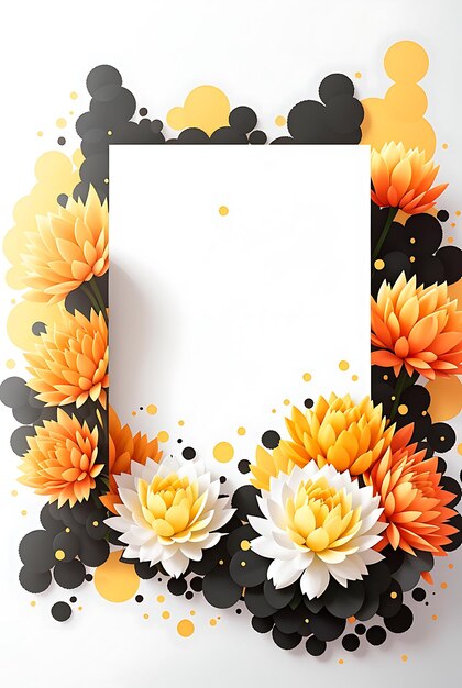 Orange floral pastel frame