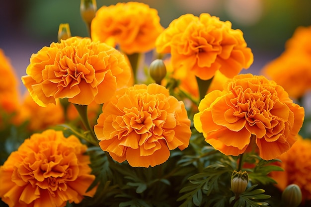 Orange flower of marigold lat tagetes isolated on white background