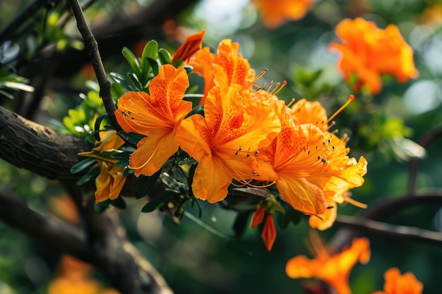 Orange flower on a tree