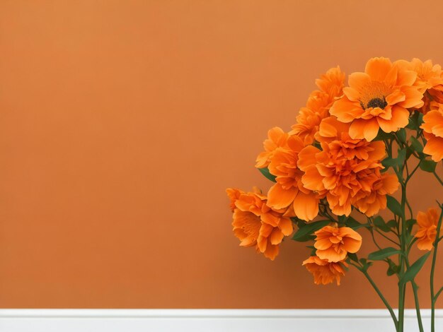 Orange flowers against a gray wall ai generated