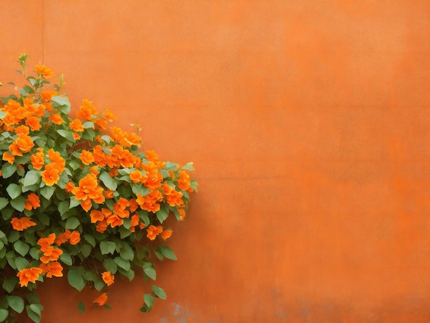 Orange flowers against a gray wall ai generated