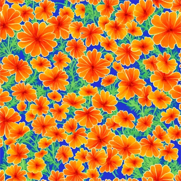 Orange flowers on a blue background