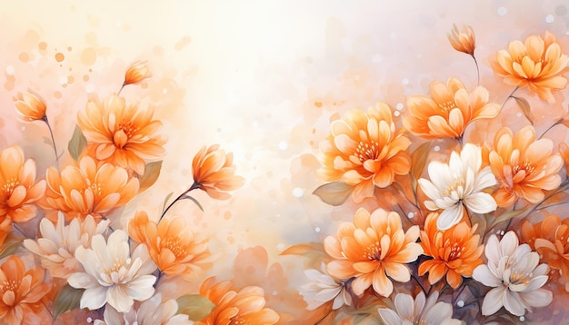 orange flowers watercolor background