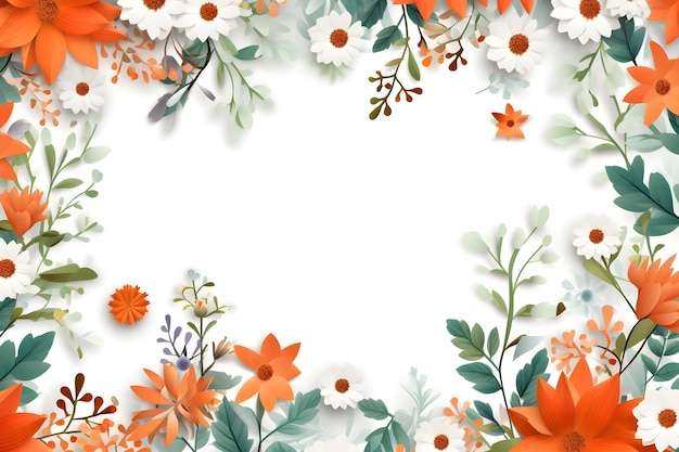 흰색 배경에 주황색 꽃