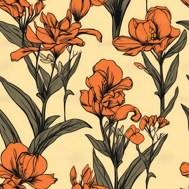 Orange flowers on a yellow background