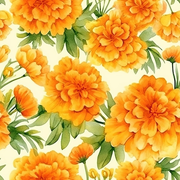 Orange flowers on a yellow background