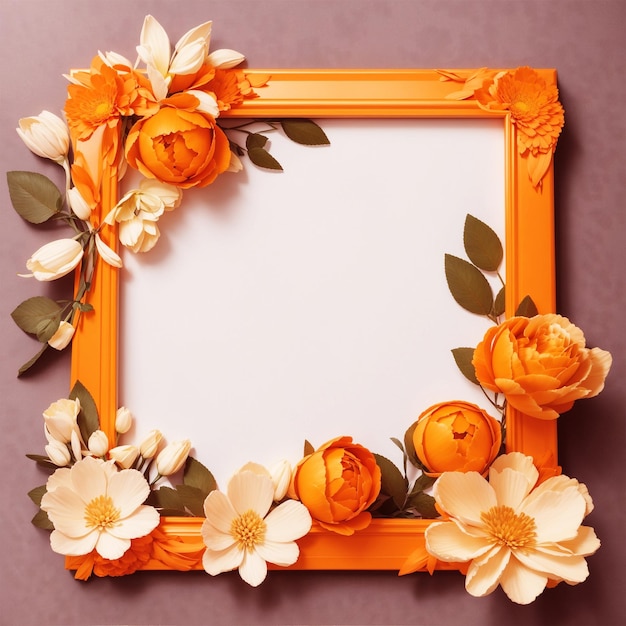 Orange frame with flowers and a orange frame