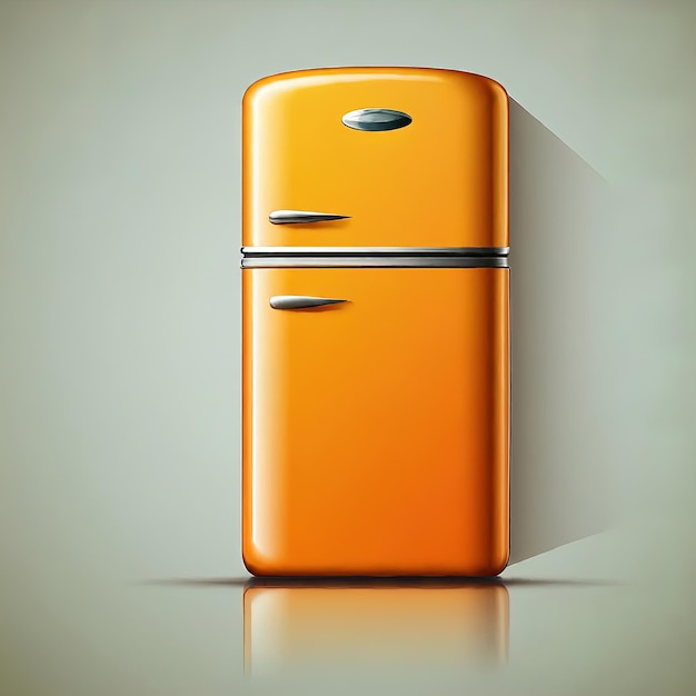 оранжевый холодильник с оранжевой ручкой, изолированной на белом фоне 3d иллюстрация