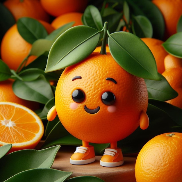 Photo orange fruit 3d character