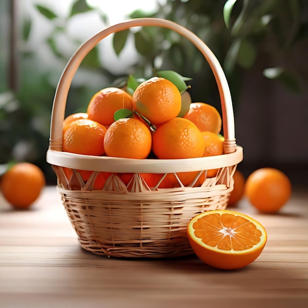 a orange fruit in basket with background white style anime generated by AI