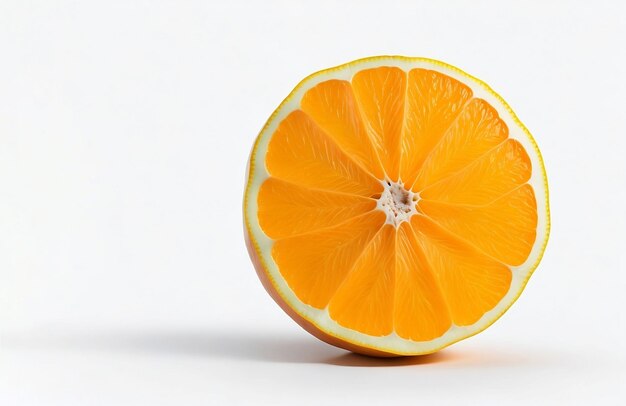 Photo orange fruit citrus dissected copy space and white background generative ai