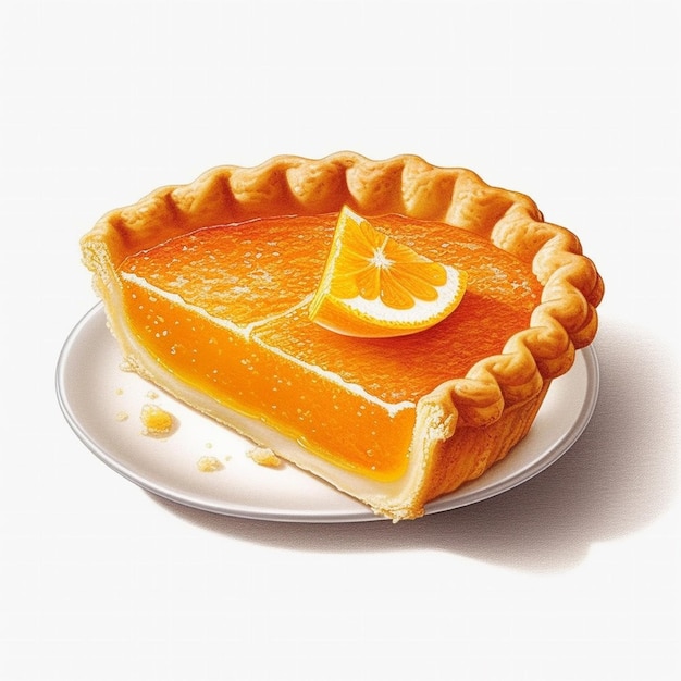 Orange fruit pie white background AI generated