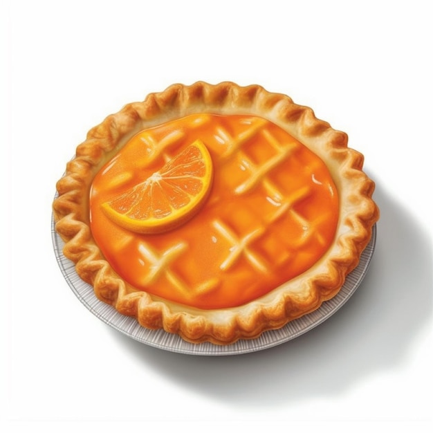 Orange fruit pie white background AI generated