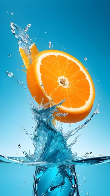 Orange fruit slices with water splash