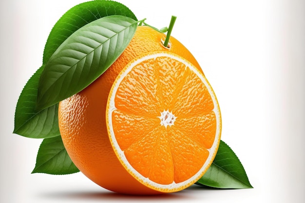 白い背景に分離された熟したオレンジ色の果実