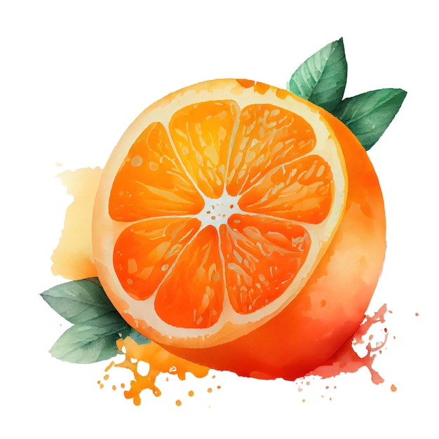 Orange fruit watercolor illustration isolated on white background