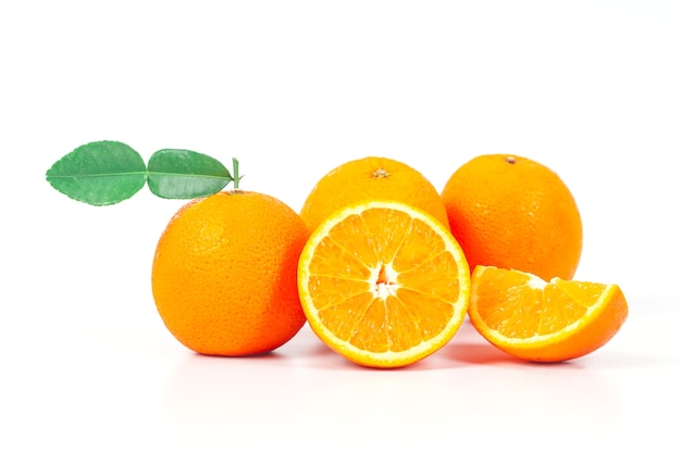 흰색 배경에 오렌지 과일을 찾아냅니다.