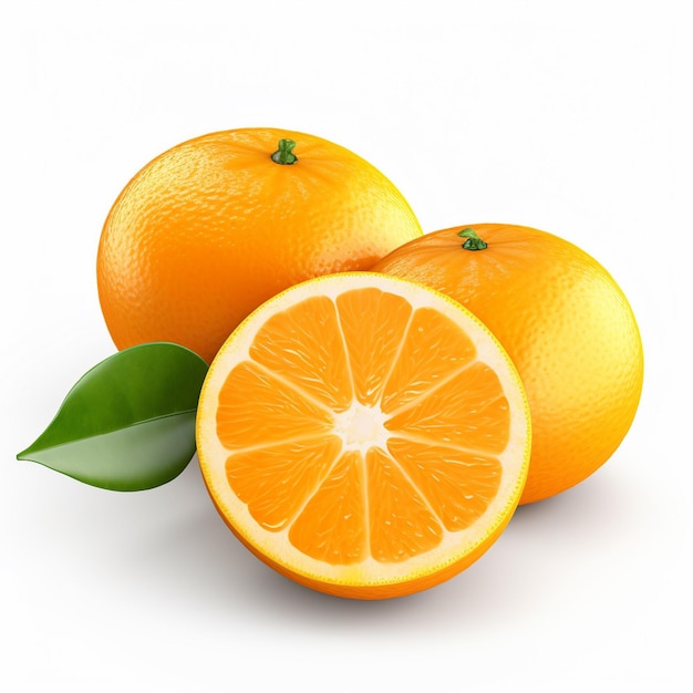 Orange fruit with green leaf stock photo