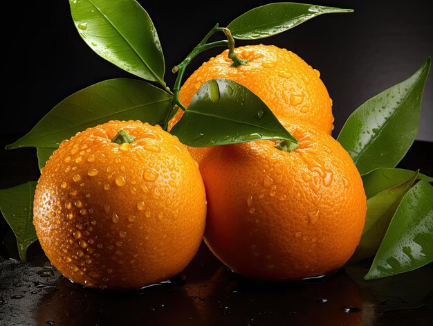 Orange Fruit with Green Leaves Fresh and Healthy Citrus Produce