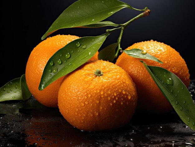 Orange Fruit with Green Leaves Fresh and Healthy Citrus Produce