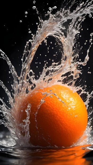 Orange fruit with water splash