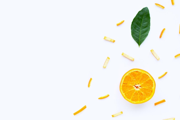 Orange fruits on white background