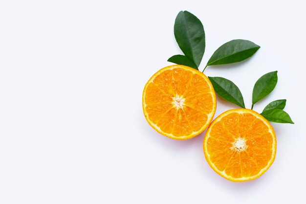 Orange fruits on white