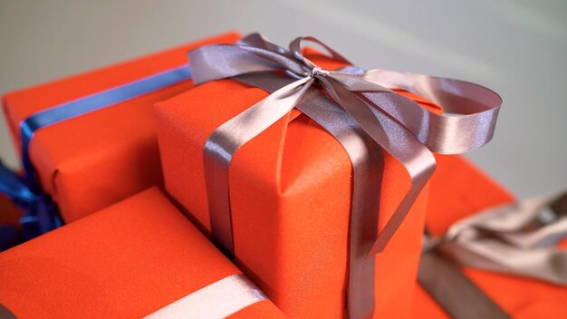 Photo orange gift boxes lots of orange gift boxes