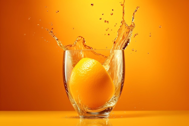水の入ったグラスに入ったオレンジ