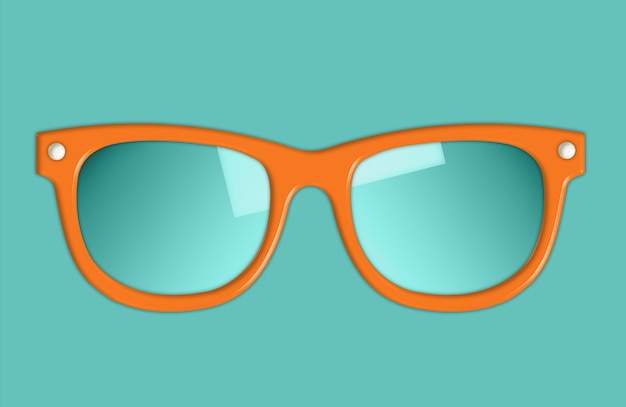 Orange glasses isolated over turquoise background