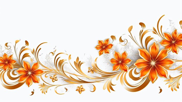 Orange gold luxury decorative Filigree Elaborate on white Background AI Generated