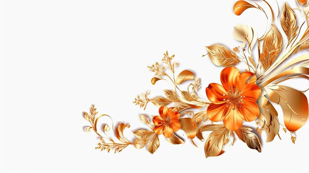 Orange gold luxury decorative Filigree Elaborate on white Background AI Generated